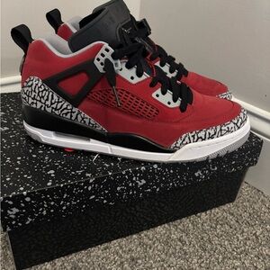 Jordan Kids Red and Black Sneakers with Elephant Print